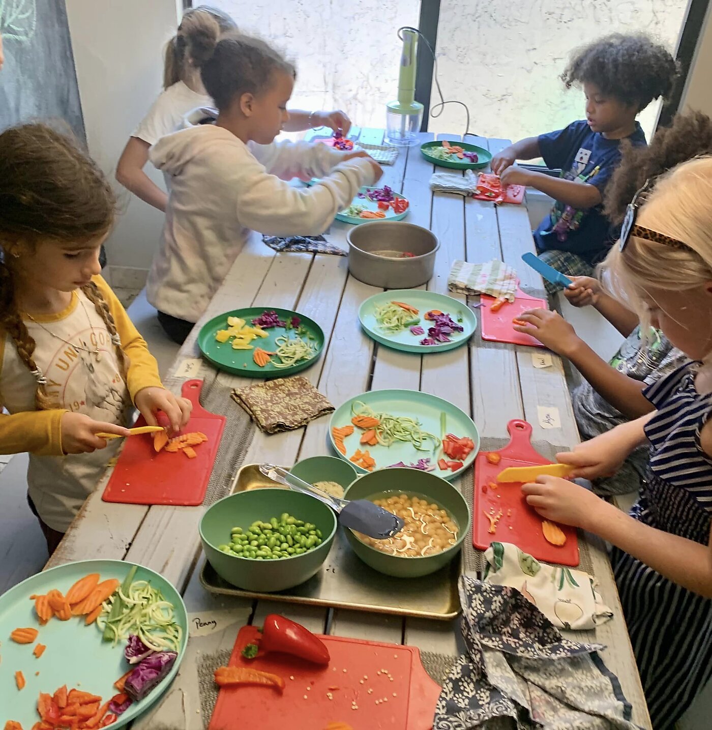 Prepping food at Project Flourish