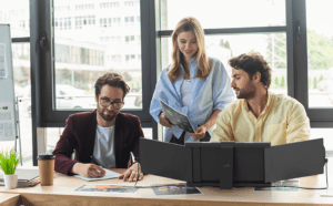 A triple monitor setup can also be called a laptop screen extender since that is what it does. Designed solely to duplicate, or in this case, give two extra screens