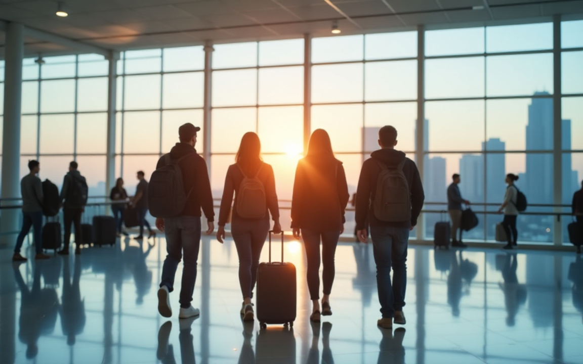 AI generated image of young people travelling